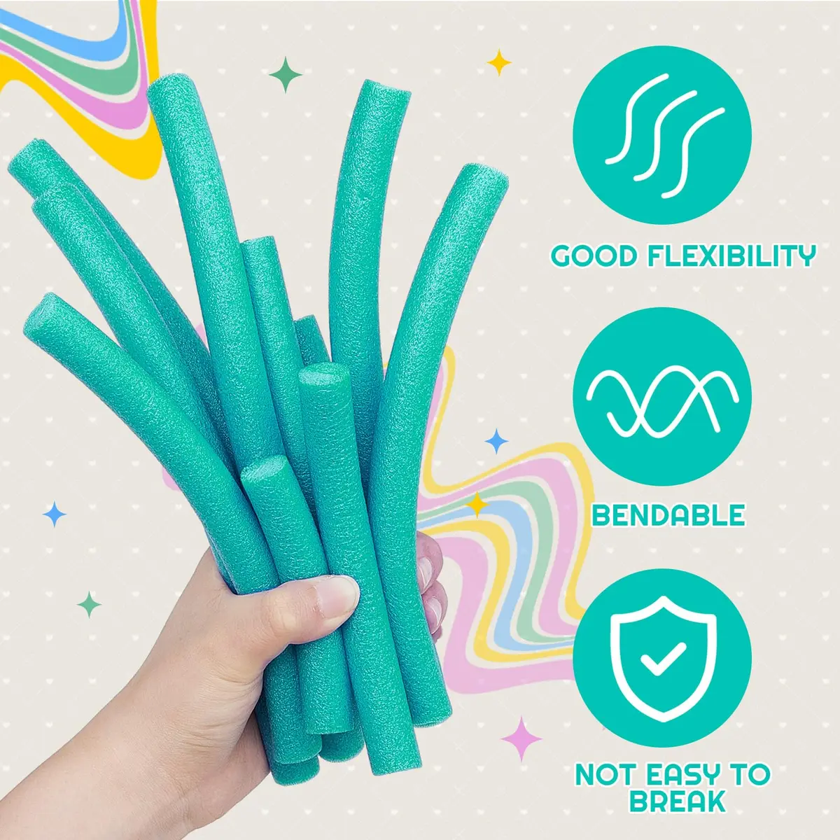 Frienda 5/8 Inch x 40 Ft Green Foam Noodles for Crafts | Versatile Pool Noodles Foam Tubes for Modeling & DIY Arts - view 4