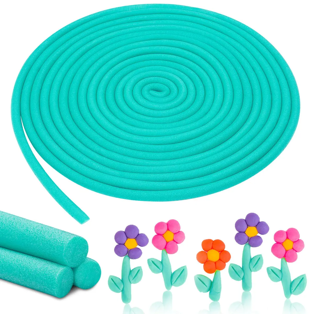 Frienda 5/8 Inch x 40 Ft Green Foam Noodles for Crafts | Versatile Pool Noodles Foam Tubes for Modeling & DIY Arts - main product image