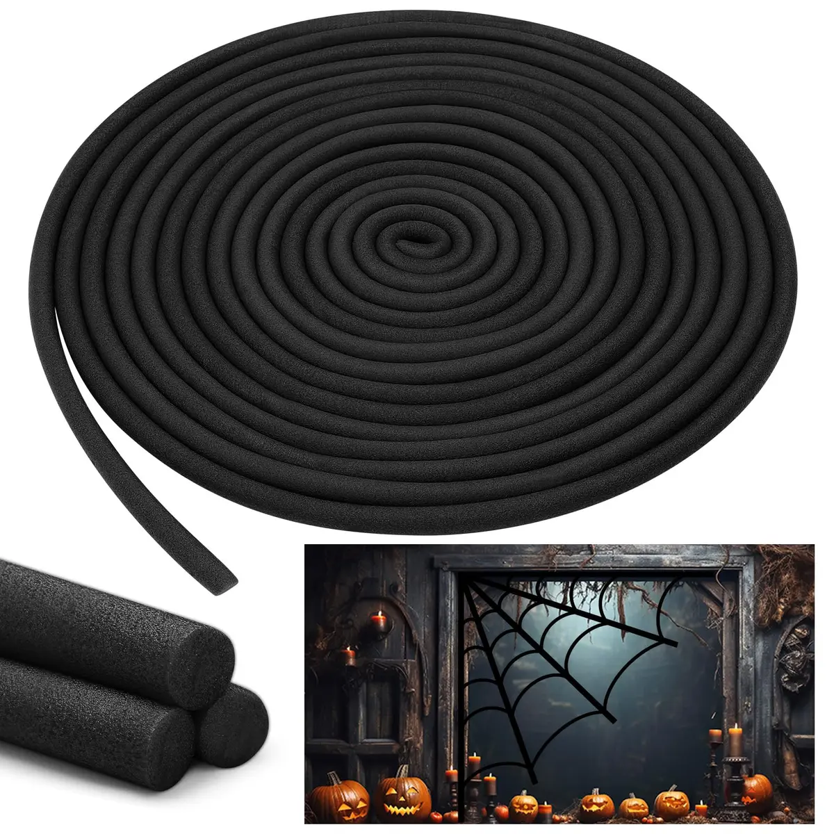 Frienda Black Foam Noodles for Crafts 12.2m (40 Ft) | Versatile Pool Noodles for Modeling and DIY Arts - main product image