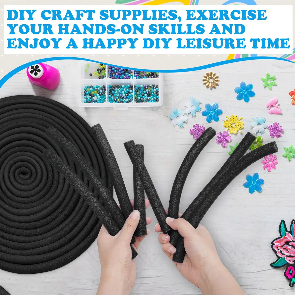 Frienda Black Foam Noodles for Crafts 12.2m (40 Ft) | Versatile Pool Noodles for Modeling and DIY Arts - view 4