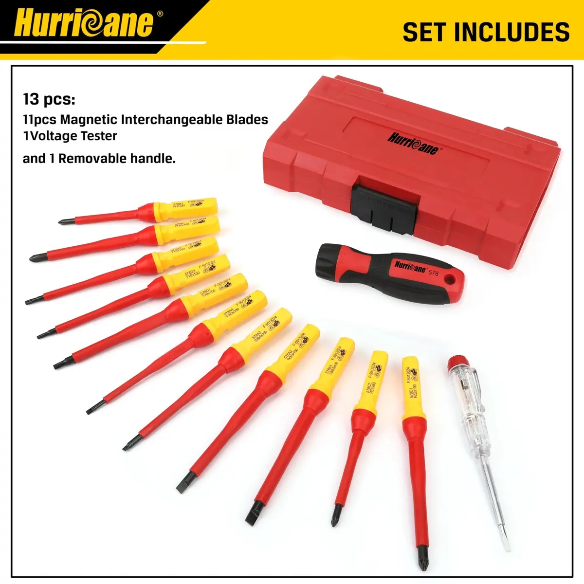 HURRICANE 13 Piece 1000V Insulated Electrician Screwdriver Set | Cr-V Magnetic Tips for Professional & Home Repair - view 8