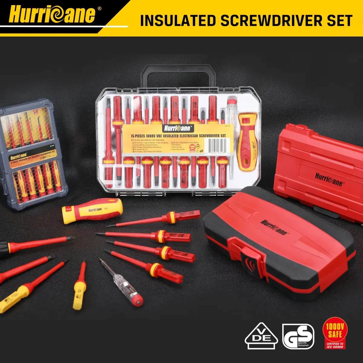 HURRICANE 13 Piece 1000V Insulated Electrician Screwdriver Set | Cr-V Magnetic Tips for Professional & Home Repair - view 9