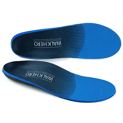 WALK·HERO Plantar Fasciitis Insoles for Men & Women, Arch Support Shoe Inserts (Mens 8-8.5 | Womens 10-10.5, Blue) - main product image