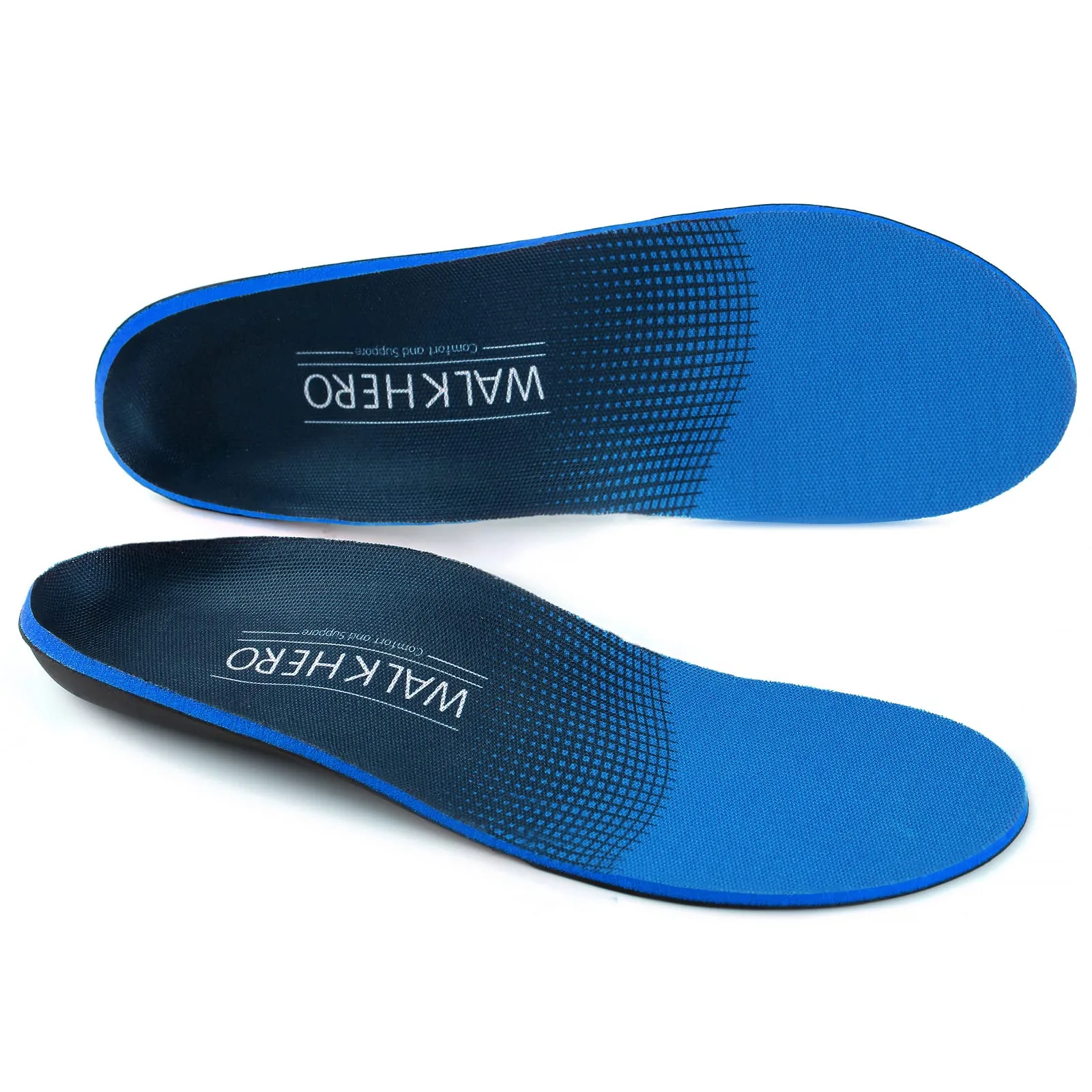 WALK·HERO Plantar Fasciitis Insoles for Men & Women, Arch Support Shoe Inserts (Mens 8-8.5 | Womens 10-10.5, Blue) - main product image