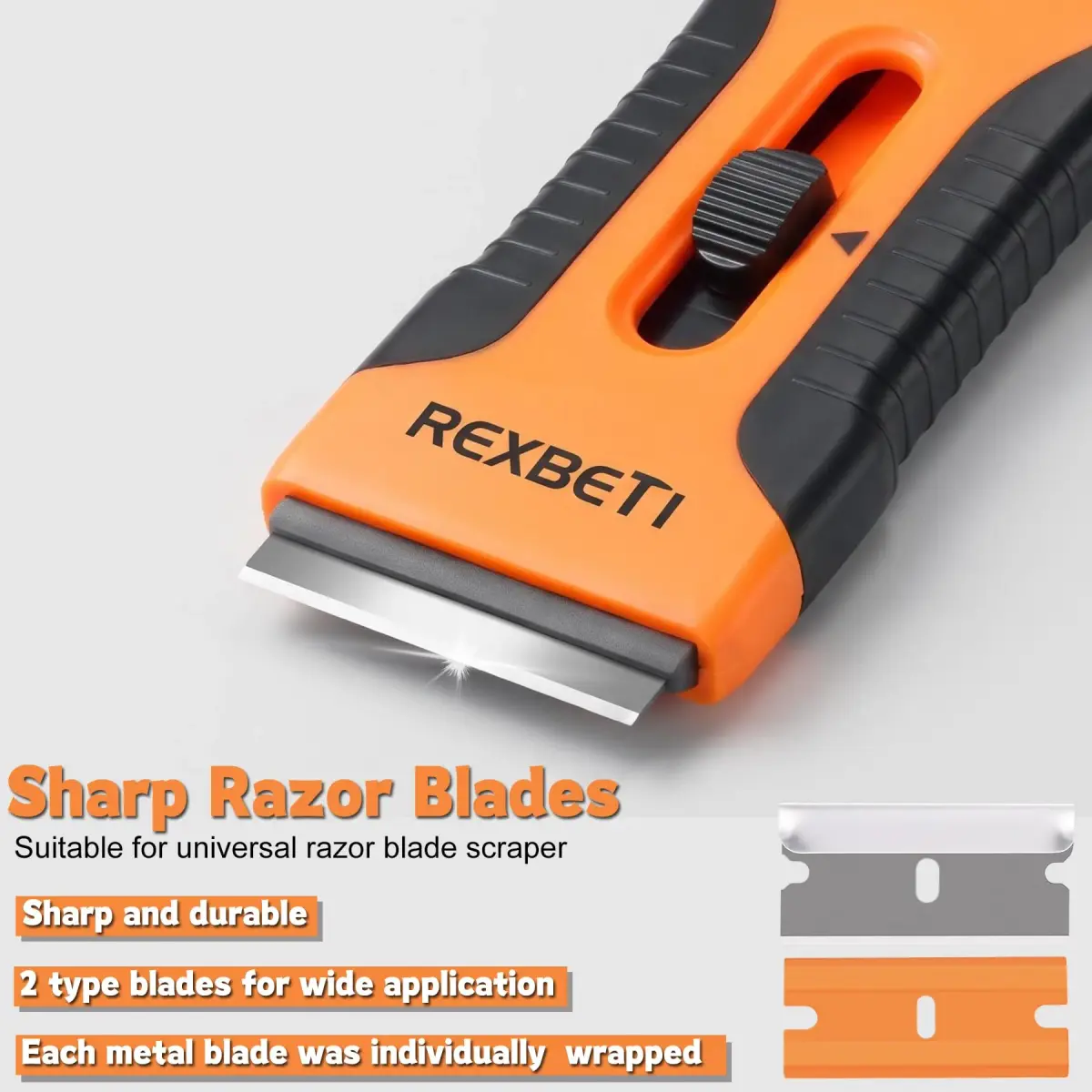 REXBETI Razor Blade Scraper Tool 8 Pack with 240 Blades | Heavy Duty Glass Stovetop & Wall Cleaner - view 8
