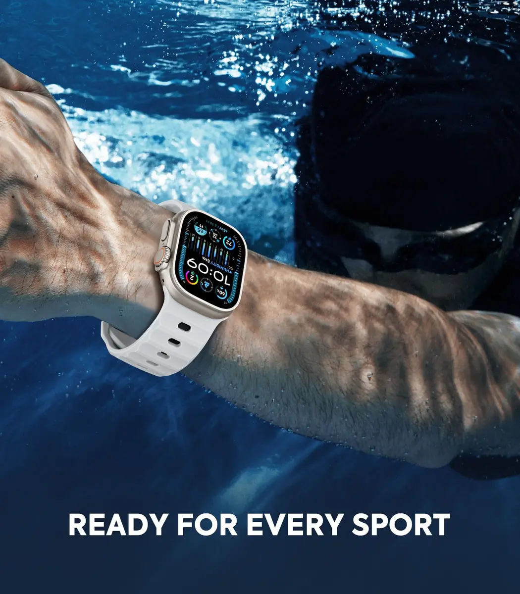 MoKo Ocean Band Compatible with Apple Watch 42/44/45/46/49mm | Waterproof Silicone Sport Strap - view 5
