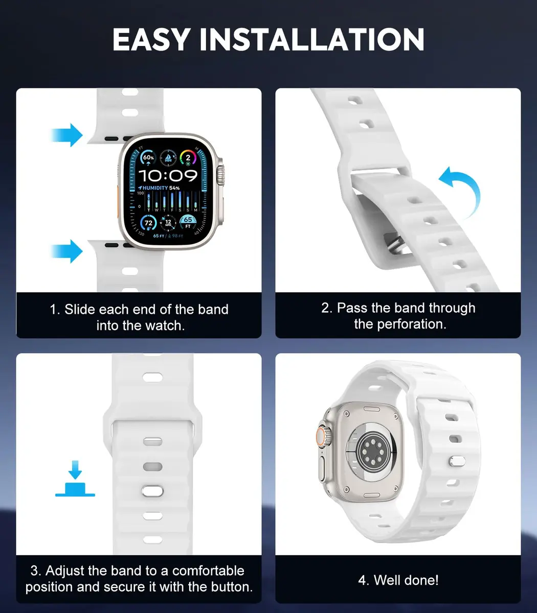 MoKo Ocean Band Compatible with Apple Watch 42/44/45/46/49mm | Waterproof Silicone Sport Strap - view 6