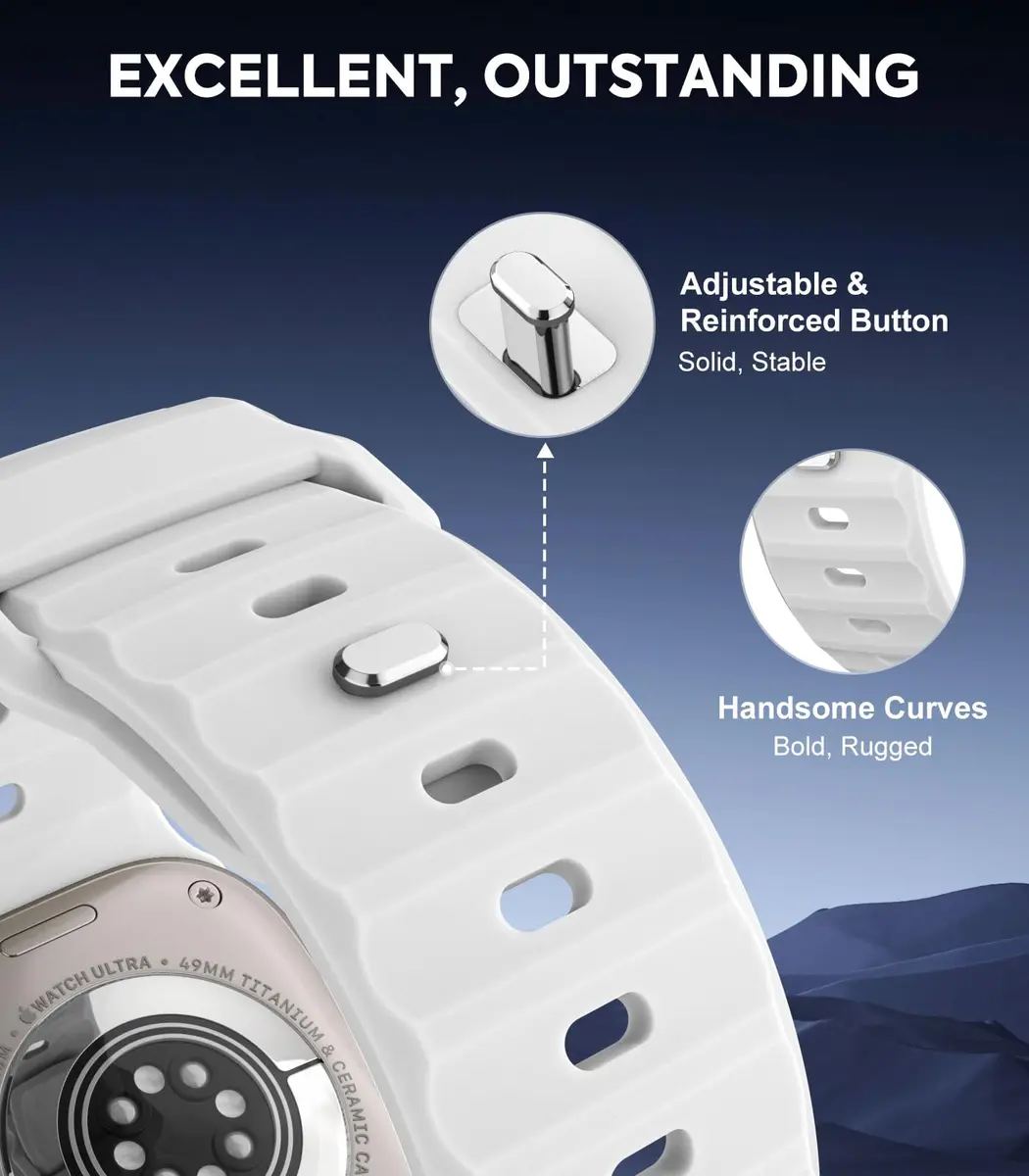 MoKo Ocean Band Compatible with Apple Watch 42/44/45/46/49mm | Waterproof Silicone Sport Strap - view 3