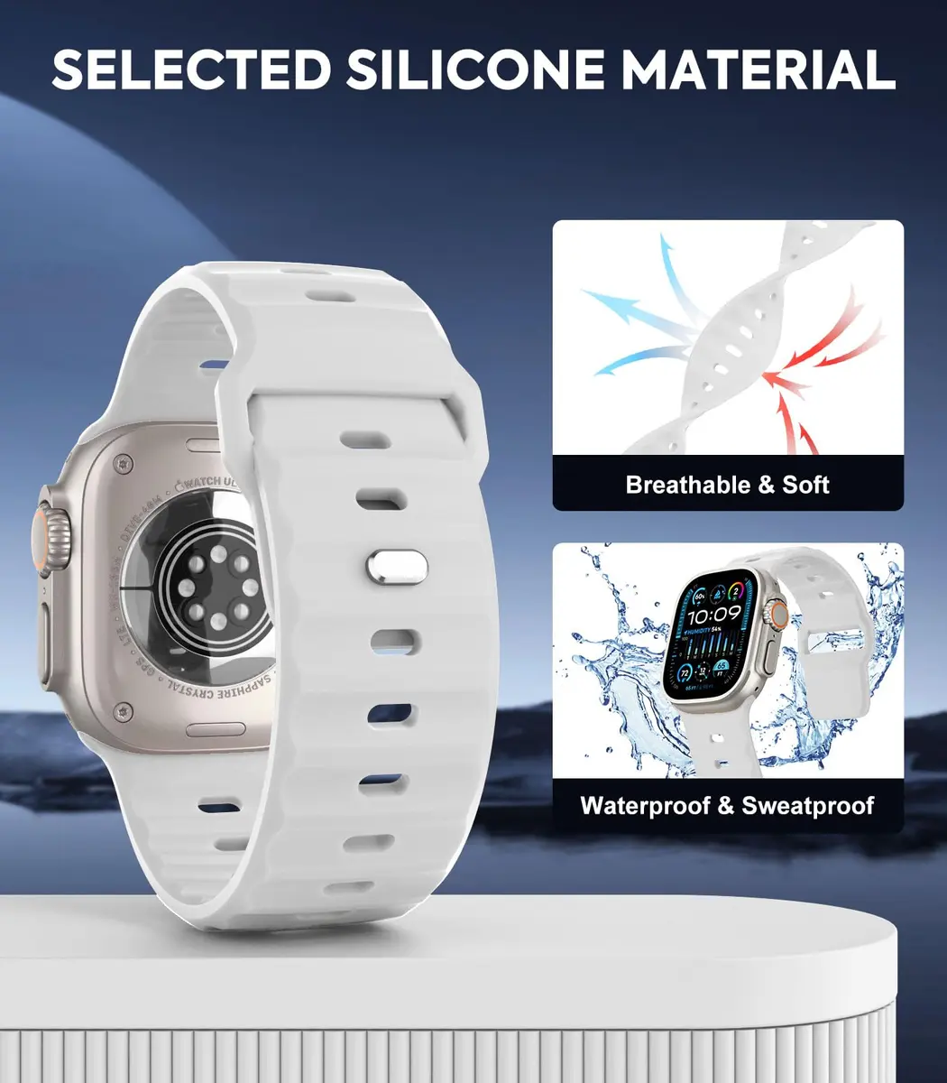 MoKo Ocean Band Compatible with Apple Watch 42/44/45/46/49mm | Waterproof Silicone Sport Strap - view 4
