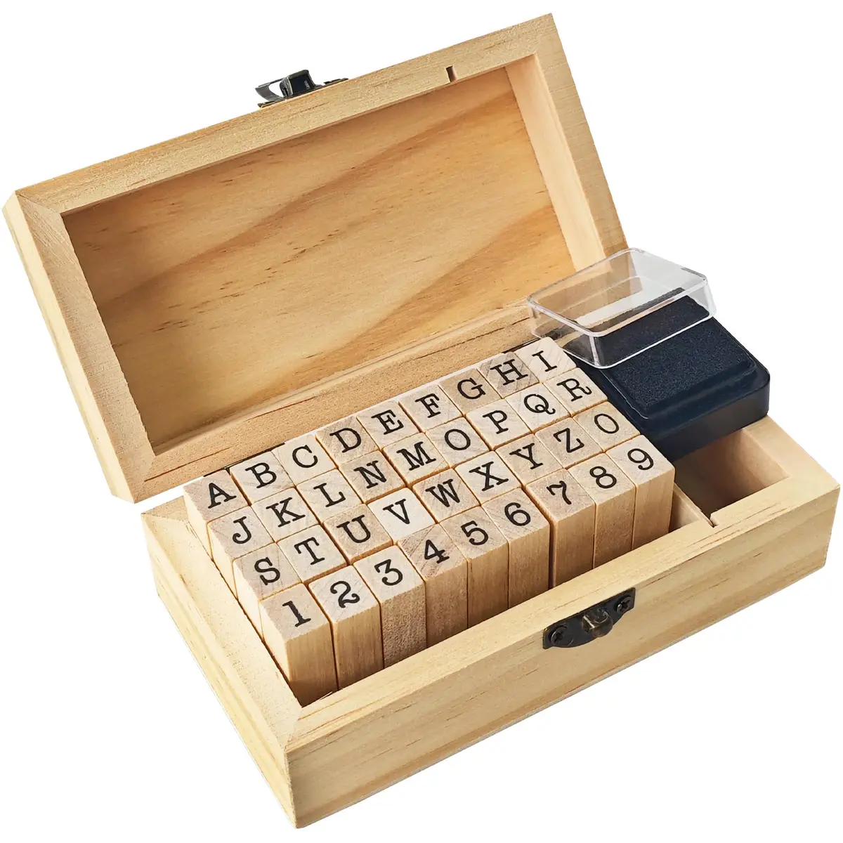 OJYUDD Wooden Rubber Number Alphabet Stamps 36 pcs | Vintage Craft Kit for Scrapbooking & Journaling - main product image