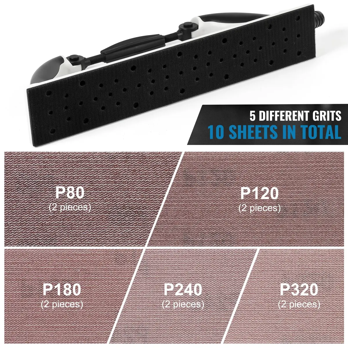 S SATC Adjustable Radius Longboard Sanding Block 70mm x 400mm (2.75" x 15.75") with 10pc Mesh Sandpaper | Flexible Auto Body & Woodworking Tool - view 4