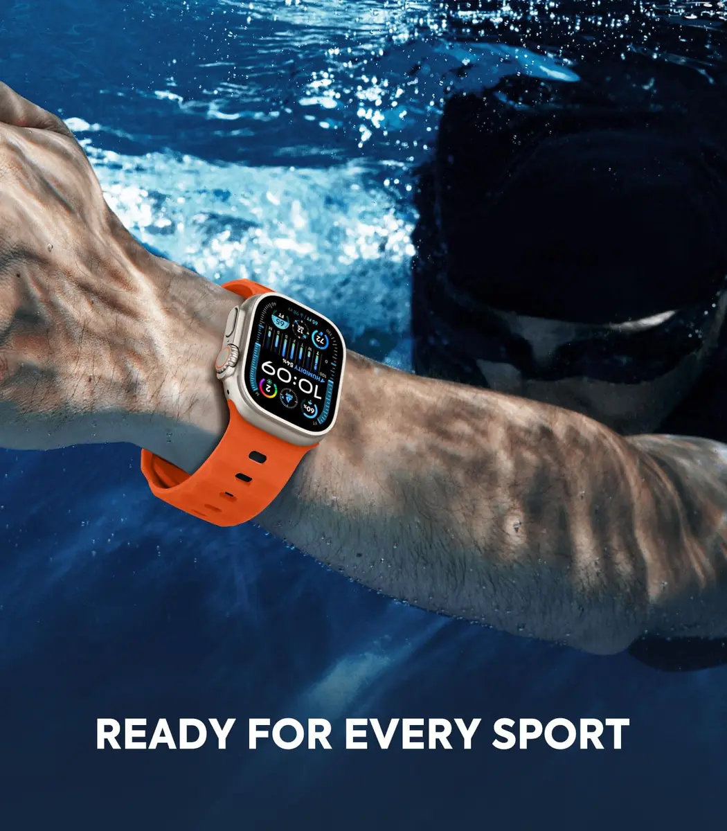MoKo Ocean Band Compatible with Apple Watch 42/44/45/46/49mm | Waterproof Silicone Sport Strap - view 5