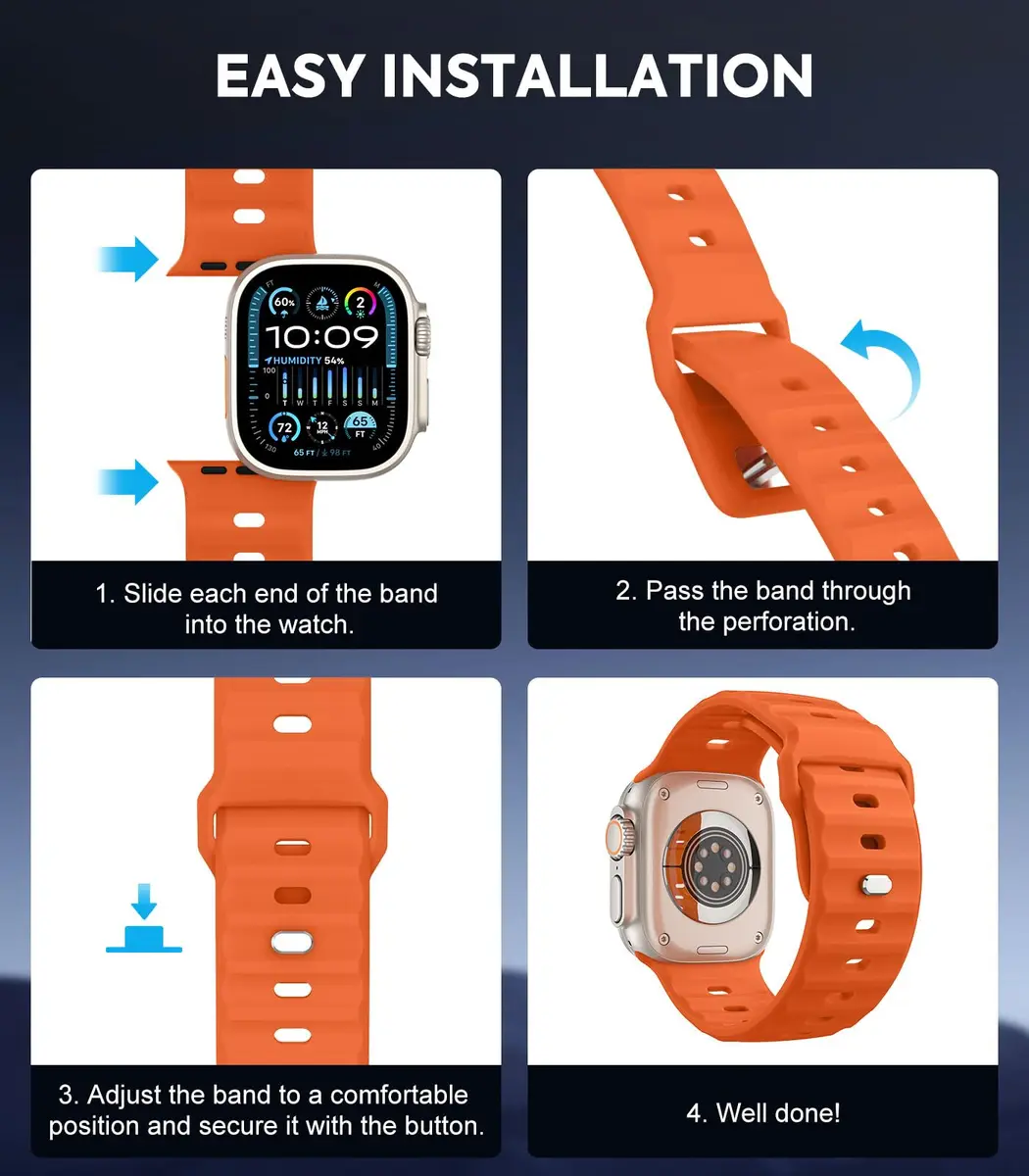 MoKo Ocean Band Compatible with Apple Watch 42/44/45/46/49mm | Waterproof Silicone Sport Strap - view 6