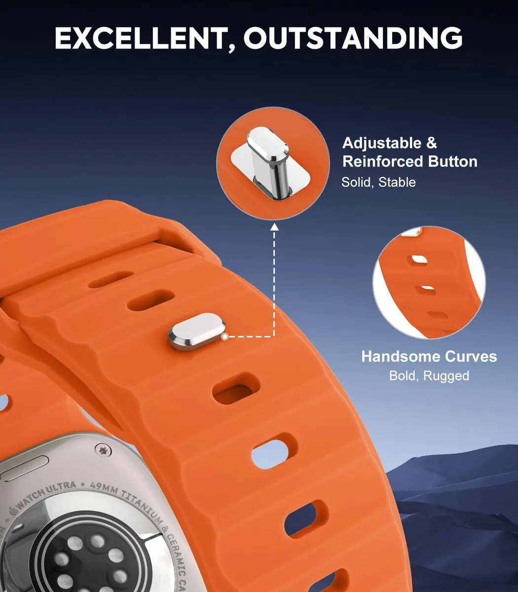 MoKo Ocean Band Compatible with Apple Watch 42/44/45/46/49mm | Waterproof Silicone Sport Strap - view 3