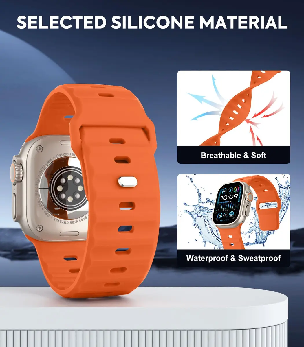 MoKo Ocean Band Compatible with Apple Watch 42/44/45/46/49mm | Waterproof Silicone Sport Strap - view 4