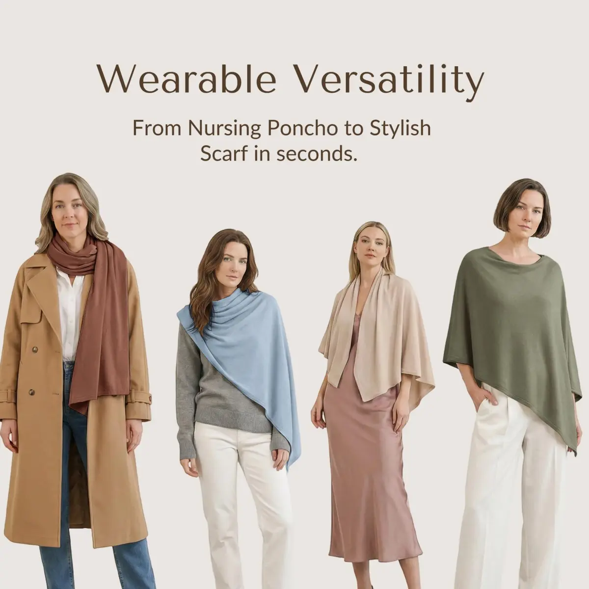 Konssy Rayon Made from Bamboo Nursing Cover for Breastfeeding, Army Green | Soft, Breathable, Wearable Poncho for Privacy - view 5