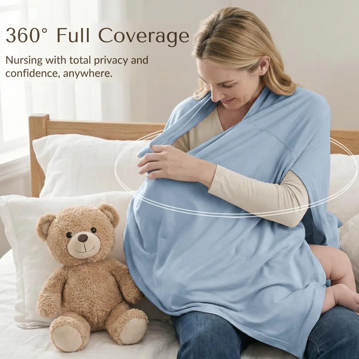 Konssy Rayon Made from Bamboo Nursing Cover for Breastfeeding, 156 g (5.5 oz) | Breathable & Stretchy for 360° Privacy - view 8