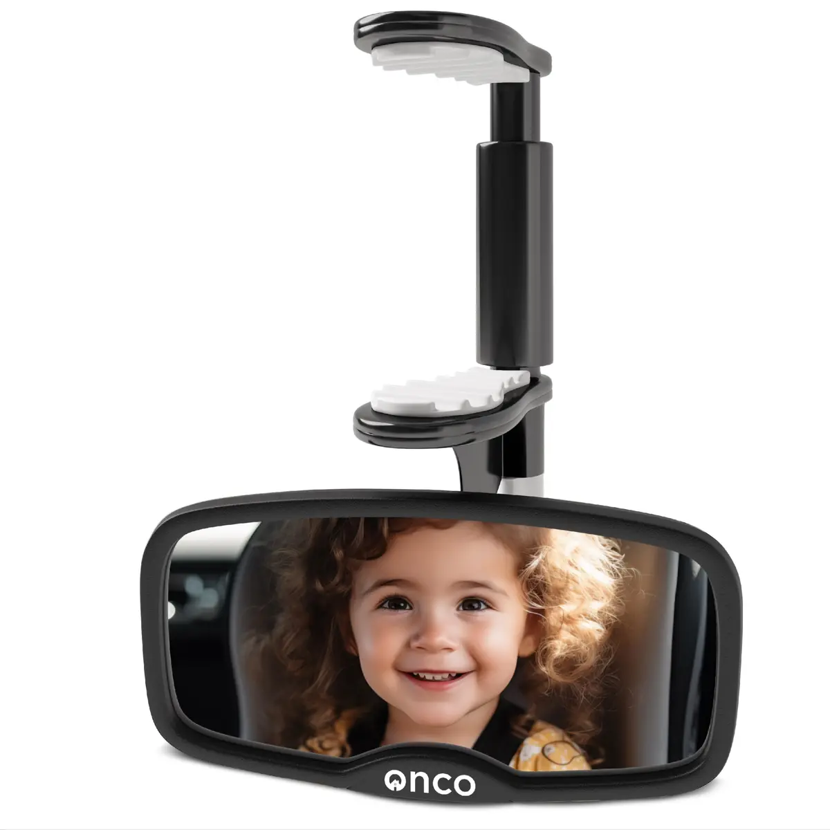 Onco Baby Car Mirror for Forward Facing Seats | Clip-On Shatterproof Convex Mirror - main product image