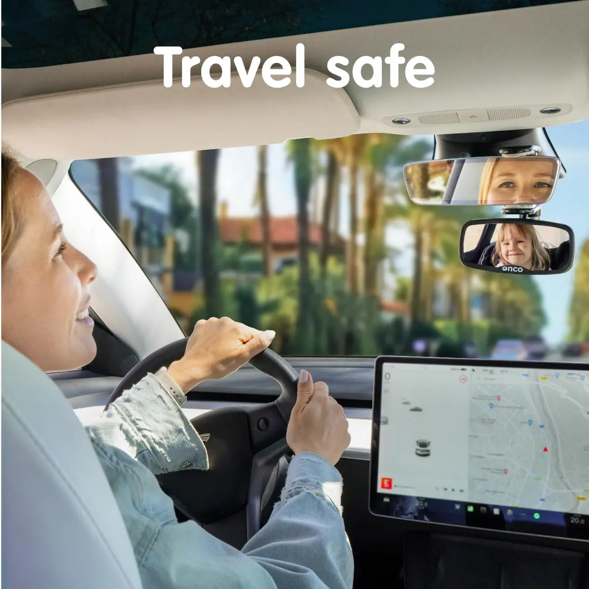 Onco Baby Car Mirror for Forward Facing Seats | Clip-On Shatterproof Convex Mirror - view 6