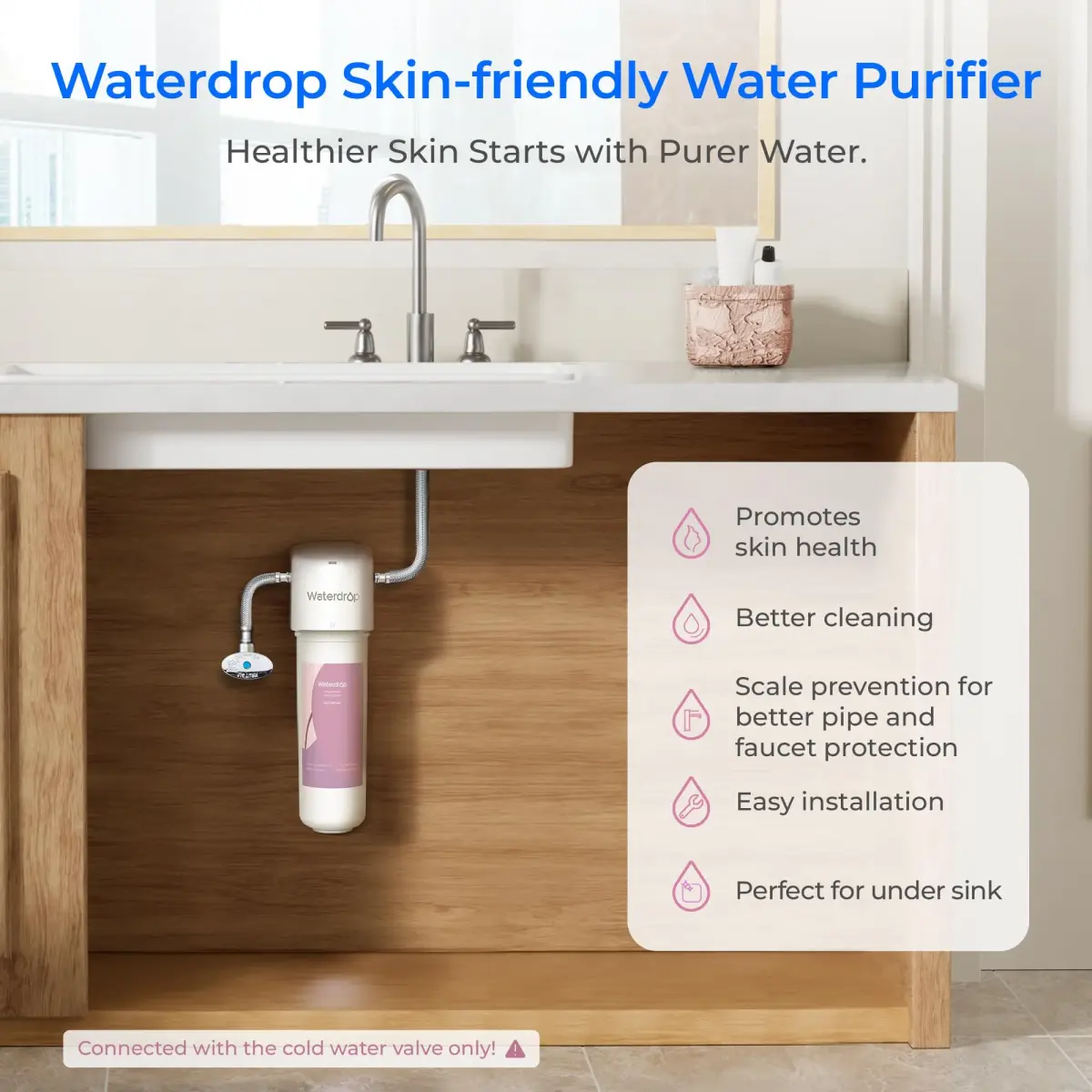 Waterdrop BFU2 Bathroom Sink Filter for Skincare 320 Gallons | Reduces Chlorine & Scale - view 3