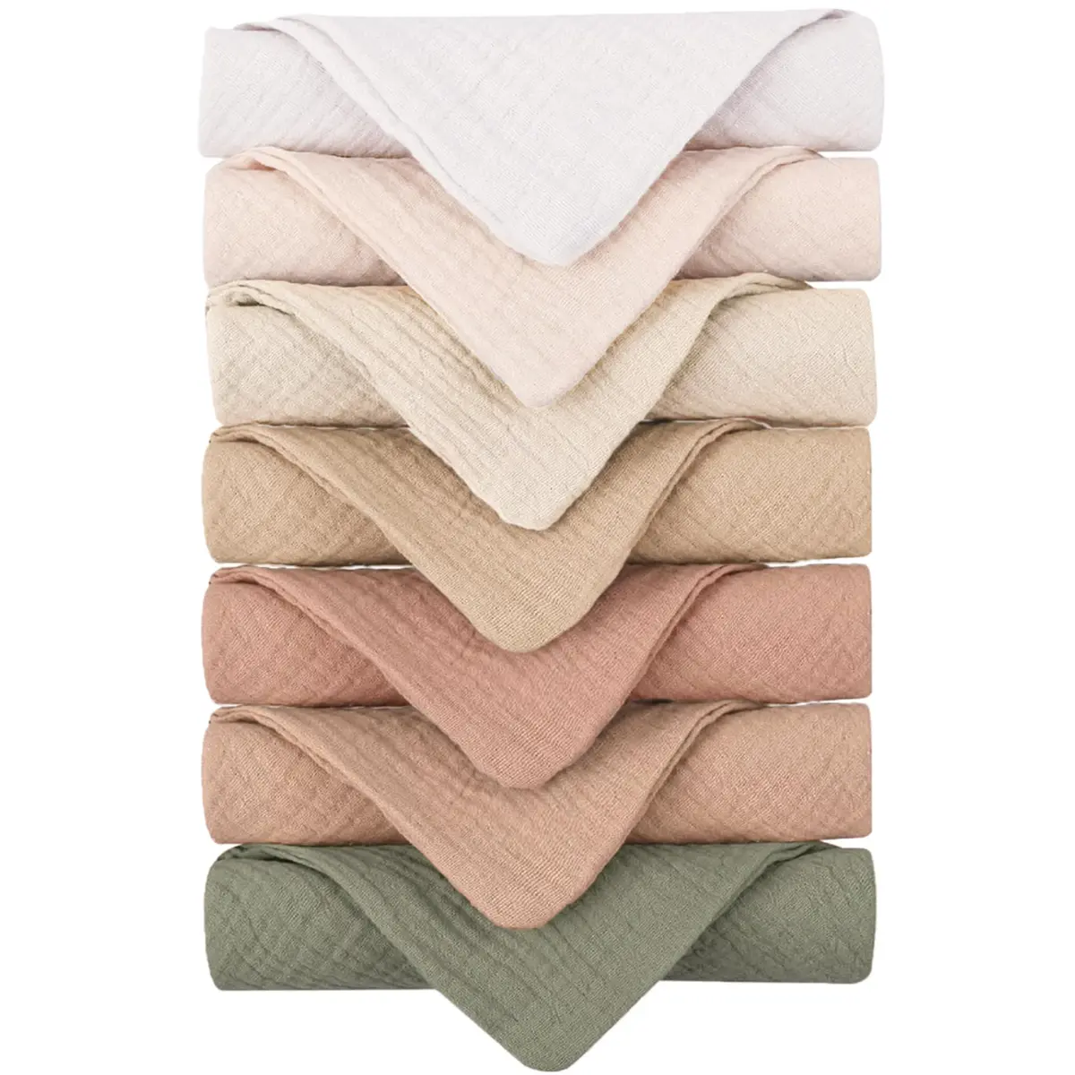 Konssy 7 Pack Muslin Baby Washcloths 28cm x 28cm | Ultra-Soft & Absorbent Cotton for Newborns - main product image