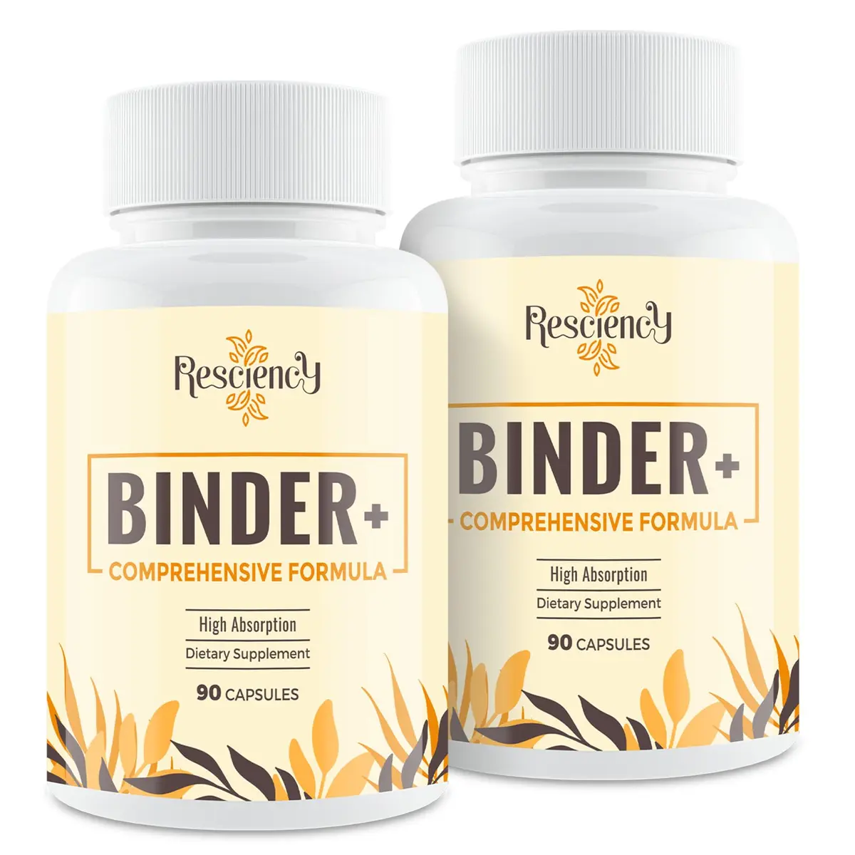 Resciency Detox Binder Supplement - Activated Charcoal, Zeolite, Bentonite Clay | Liver & Gut Support, Max Absorption, 90 Count (Pack of 2) - main product image