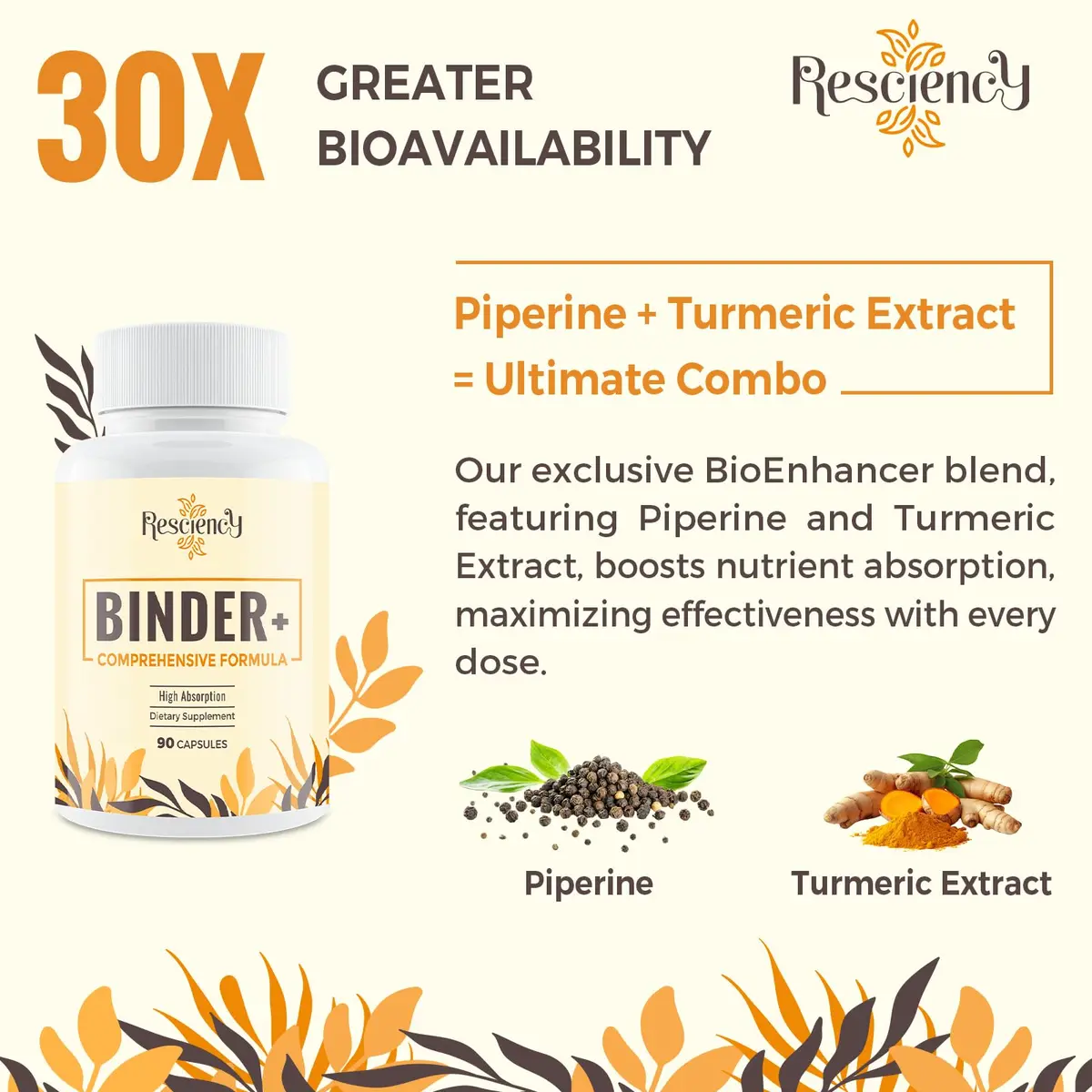 Resciency Detox Binder Supplement - Activated Charcoal, Zeolite, Bentonite Clay | Liver & Gut Support, Max Absorption, 90 Count (Pack of 2) - view 3