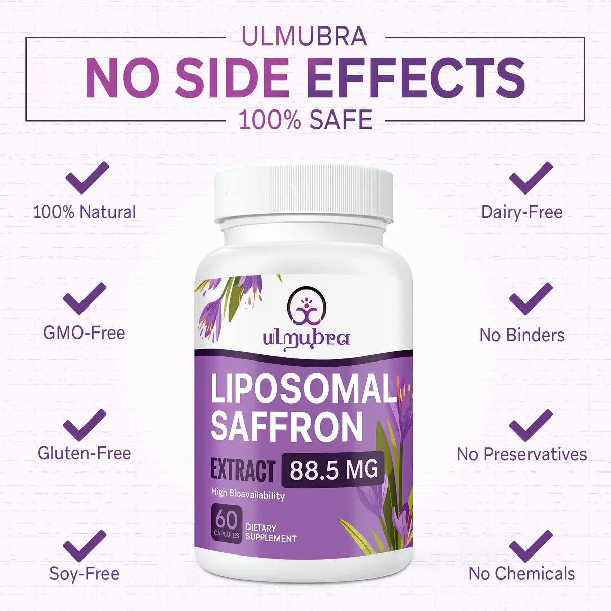 Ulmubra Liposomal Saffron Supplements 88.5 mg | Maximum Absorption for Mood, Energy & Vision - 60 Vegan Capsules - view 3