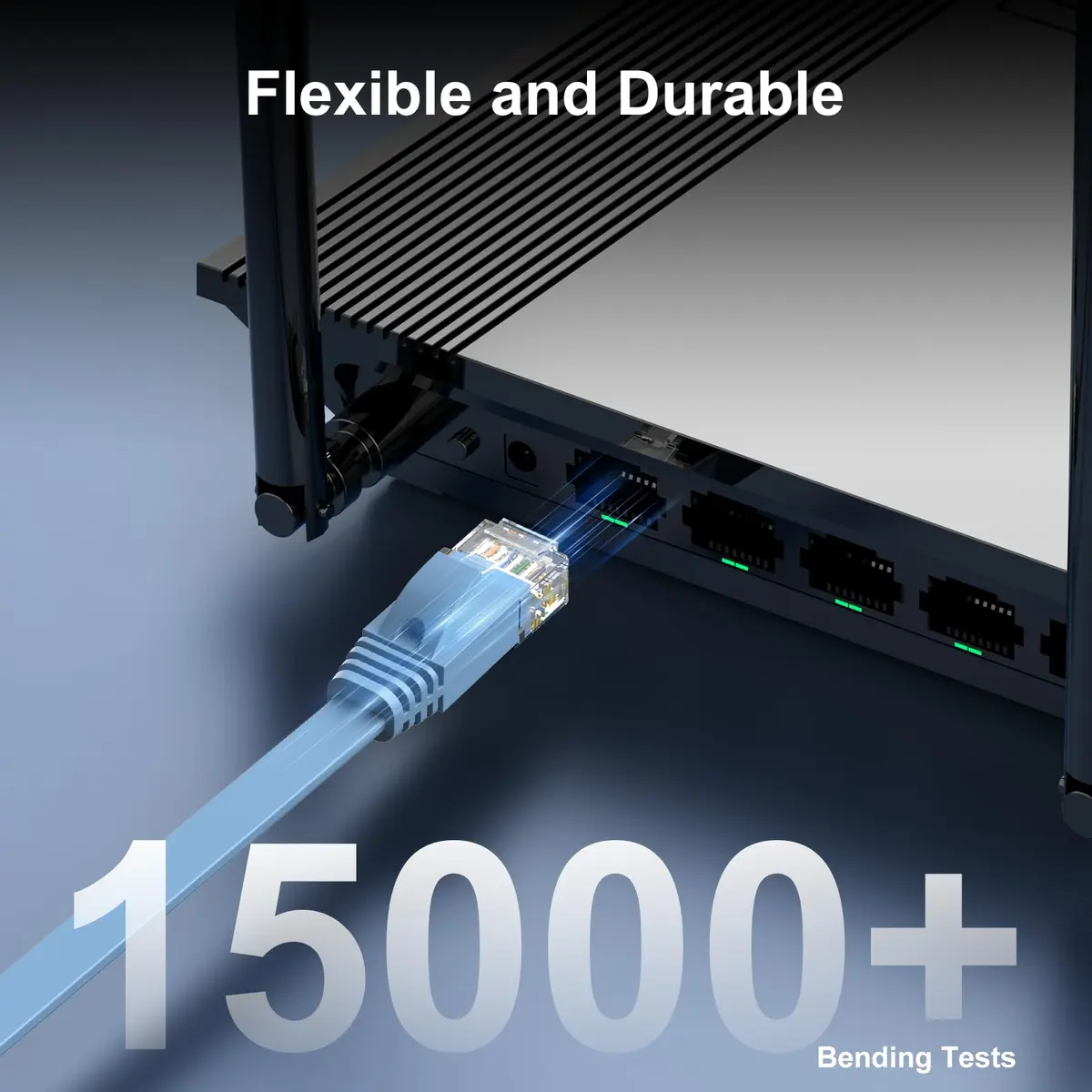 CableGeeker Cat 6 Flat Ethernet Cable 1.5ft 6Pack | 10Gbps, Blue, Space-Saving Flat Design - view 6