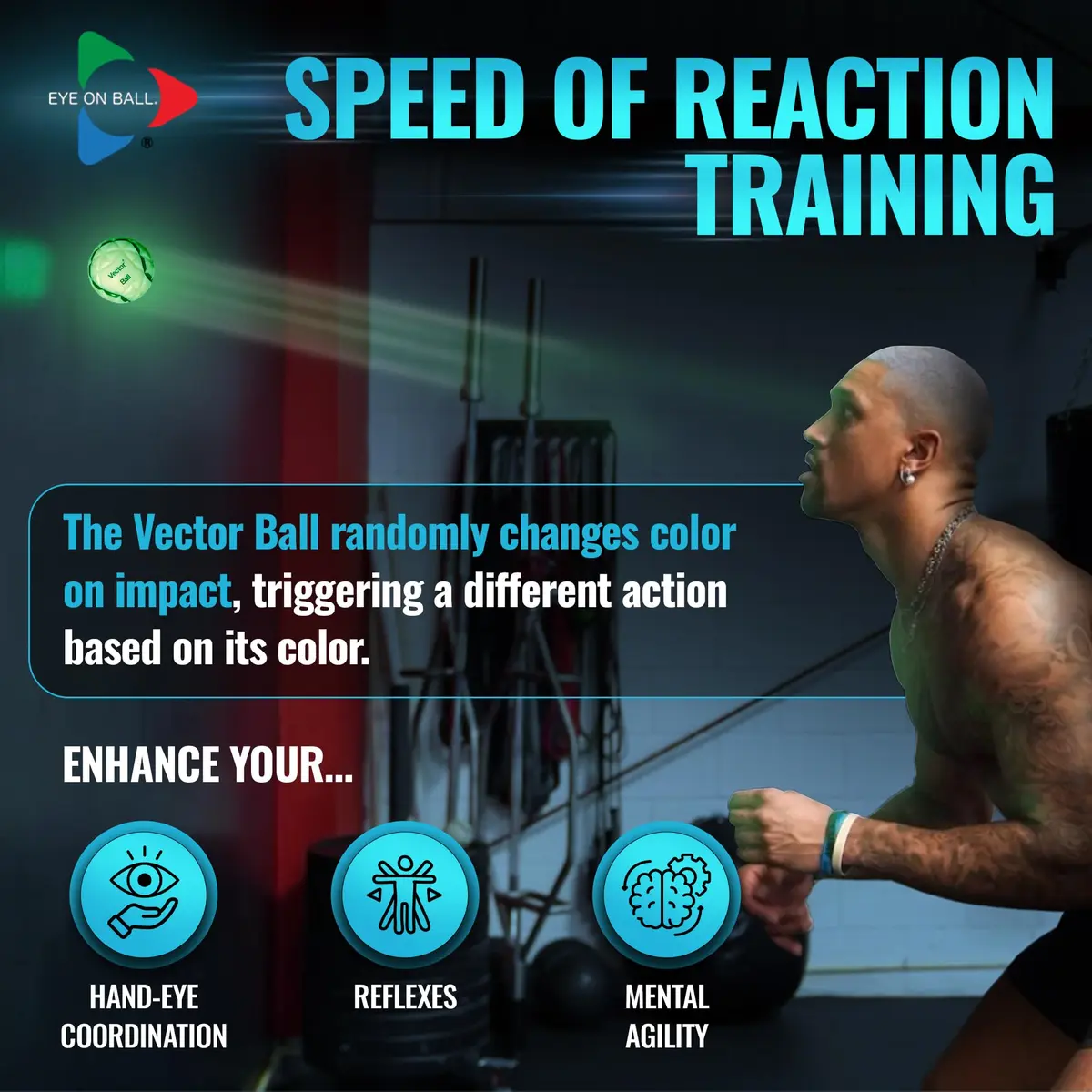 Eye On Ball Vector Ball S Neuro-Visual Reaction Ball 7.6cm (3") | Improves Sports Quickness, Focus, Agility, Speed, Hand Eye Coordination - view 3