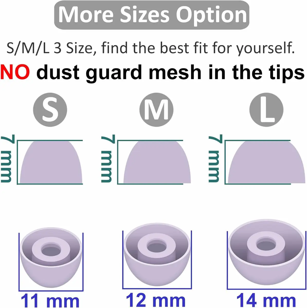BLLQ Replacement Earbud Tips for Samsung Galaxy Buds 2 Pro, 3 Pairs S/M/L Soft Silicone Ear Tips | Bora Purple - view 3