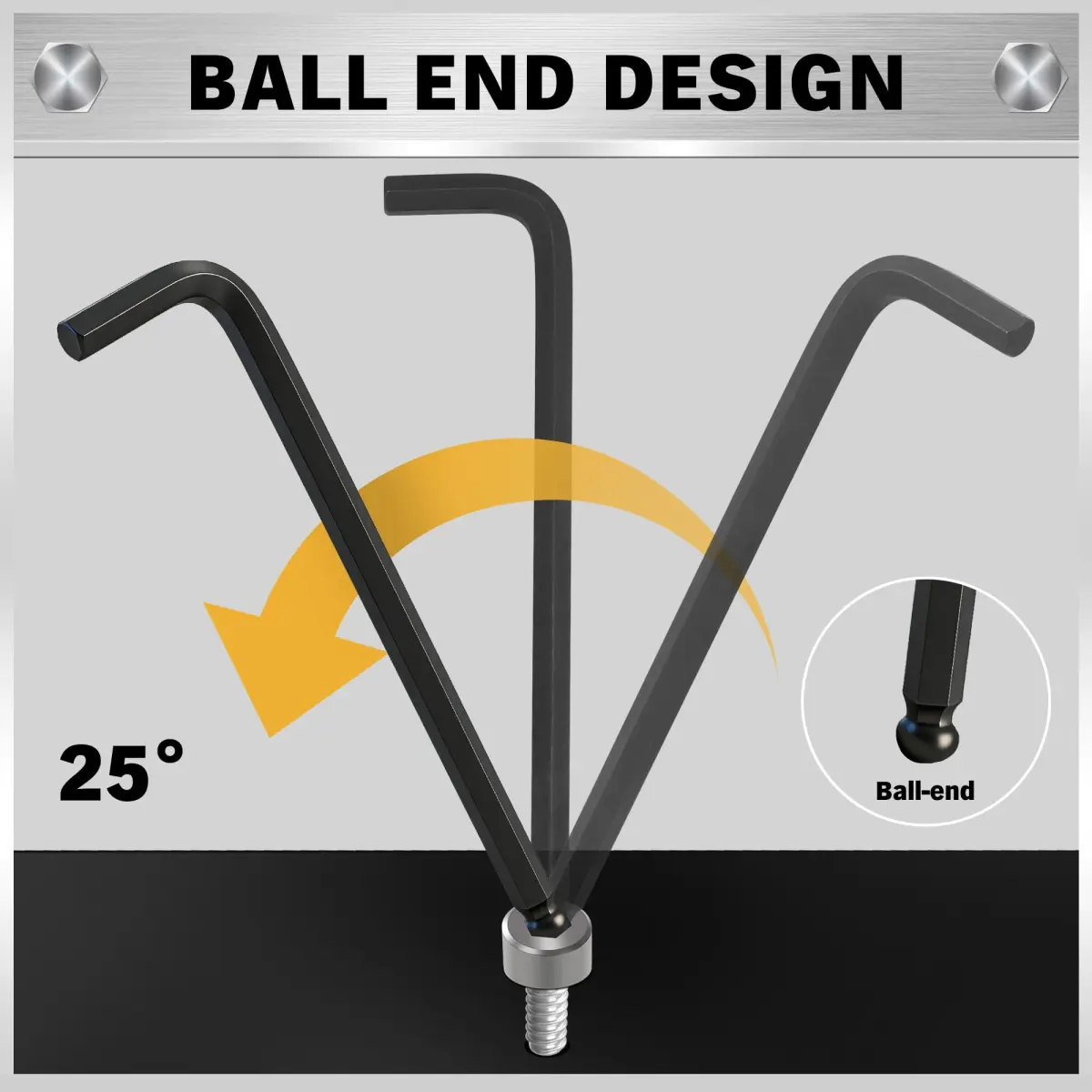 ELEAD 27-Piece Hex Key Allen Wrench Set with Grip Handle, Long & Short Arms, Ball End, Metric & SAE Sizes | Heat-Treated Chrome Vanadium Steel - view 5
