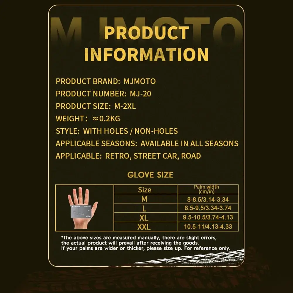 mjmoto Men's Classic Goat Leather Motorcycle Gloves, Hard Knuckle Vintage Riding Gear (Black, X-Large) | Breathable & Touchscreen Compatible - view 5