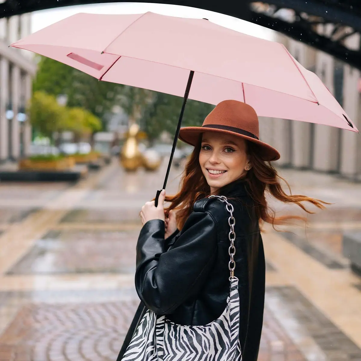 G4Free 40 Inch Compact Automatic Folding Umbrella Pink | UPF 50+ UV Protection - view 6