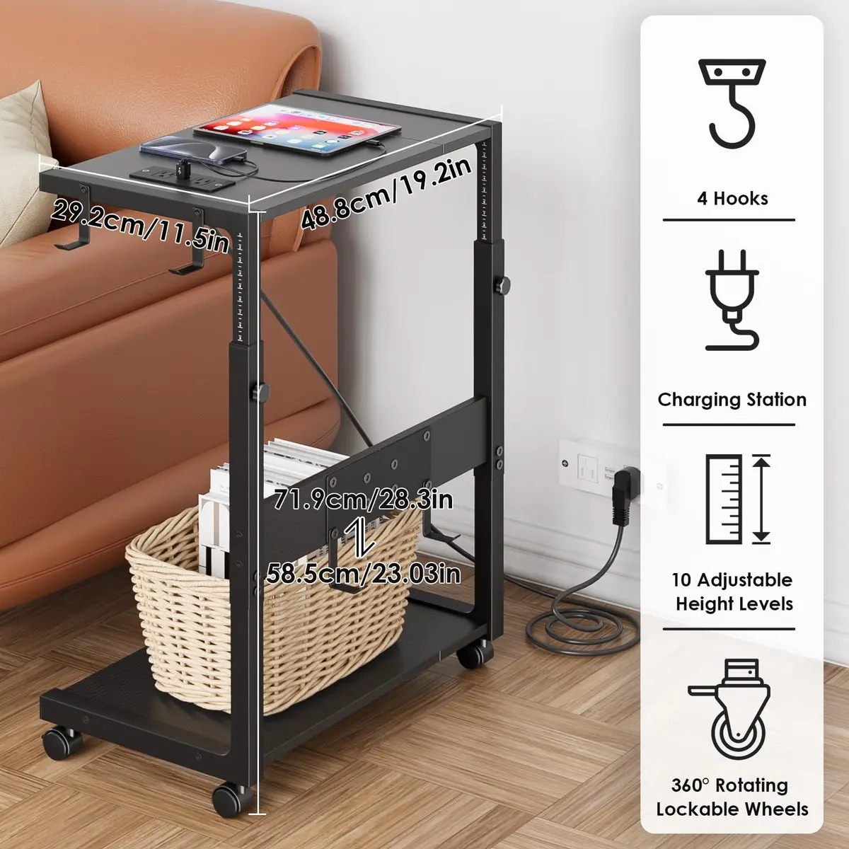 JANE EYRE Computer Tower Stand - 23.03"-28.3" Height Adjustable | Versatile, Ergonomic & Stylish - view 3
