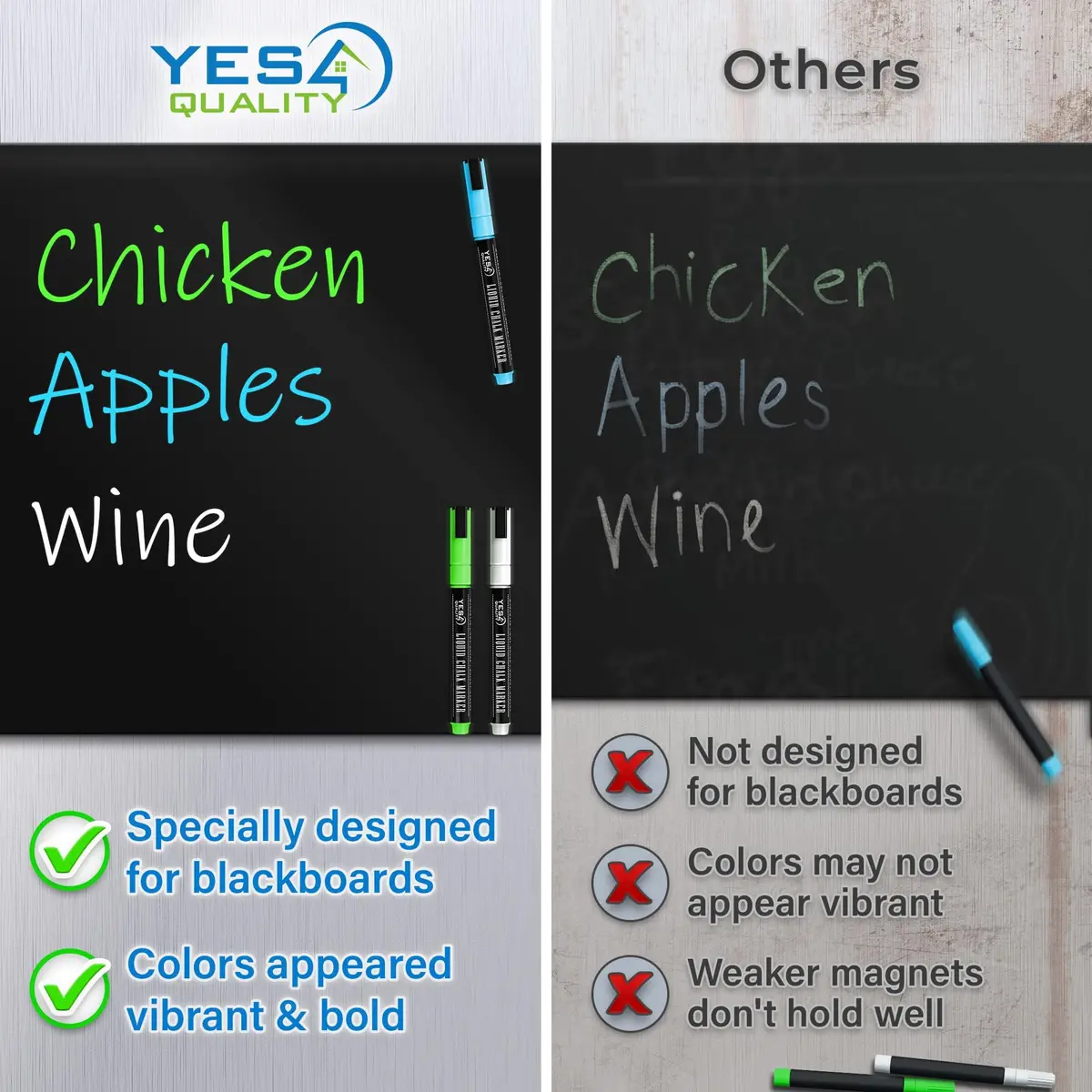 YES4QUALITY Magnetic Black Dry Erase Board 19x13” | Stain-Resistant, Magnetic, for Fridge - view 5
