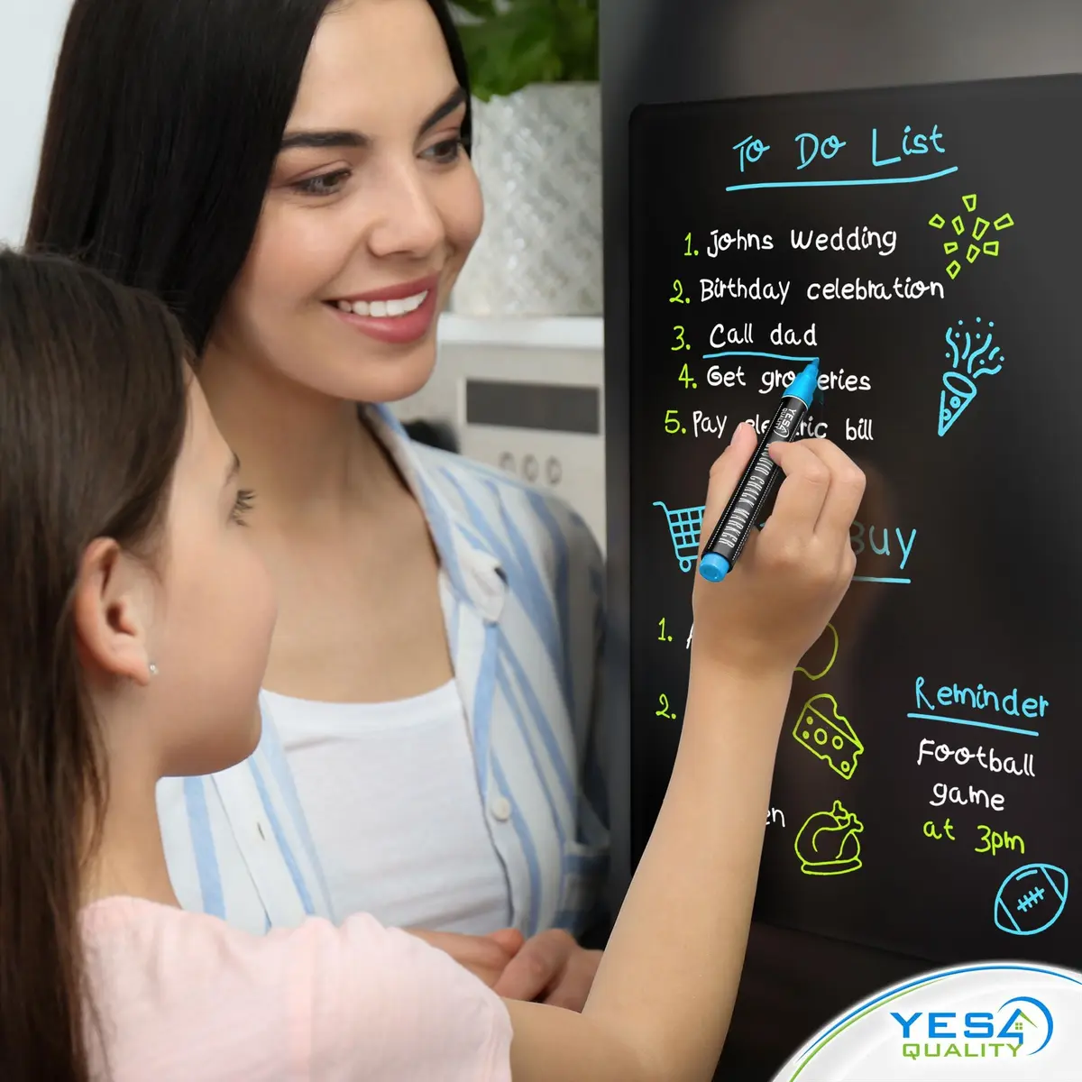 YES4QUALITY Magnetic Black Dry Erase Board 19x13” | Stain-Resistant, Magnetic, for Fridge - view 8