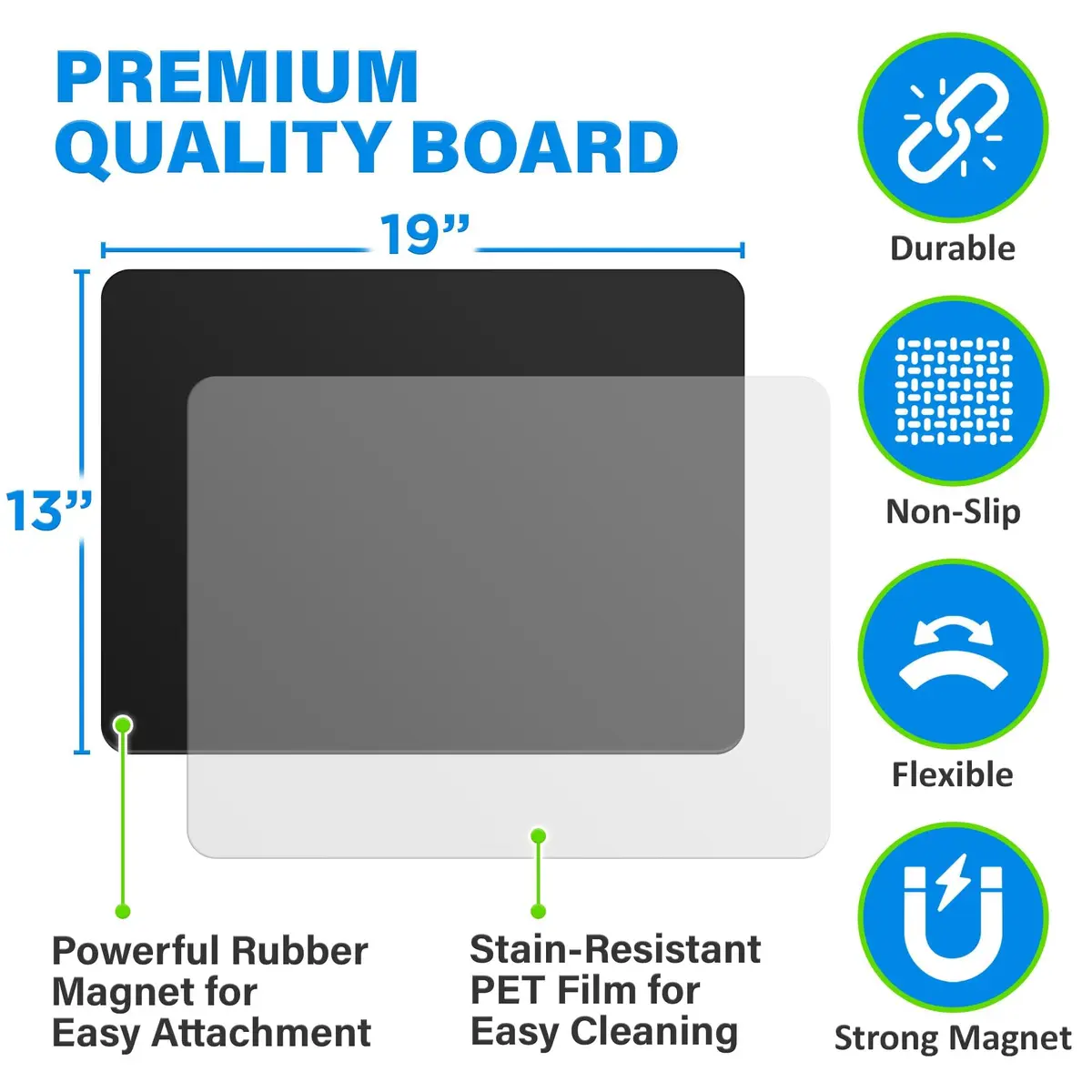 YES4QUALITY Magnetic Black Dry Erase Board 19x13” | Stain-Resistant, Magnetic, for Fridge - view 4