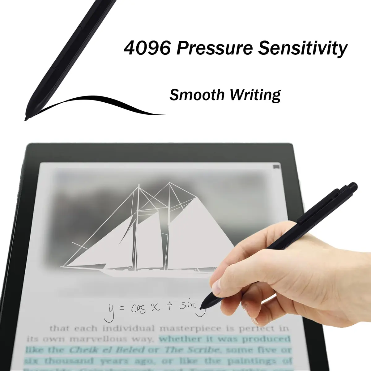 LiXiongBao Stylus Pen for BOOX 2/3 with Eraser | 4096 Pressure Levels, Ergonomic Design - view 4