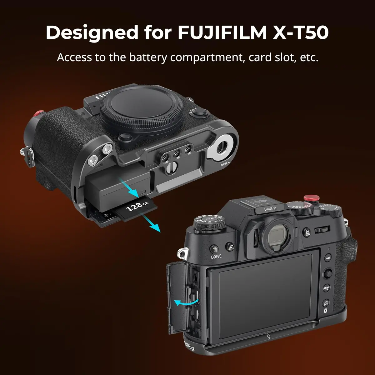 SMALLRIG L-Shape Handgrip for FUJIFILM X-T50 | Ergonomic Silicone Grip, Quick Release Plate, Shutter Button, Hot Shoe Cover - view 2