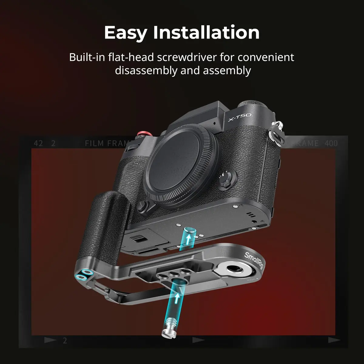 SMALLRIG L-Shape Handgrip for FUJIFILM X-T50 | Ergonomic Silicone Grip, Quick Release Plate, Shutter Button, Hot Shoe Cover - view 3