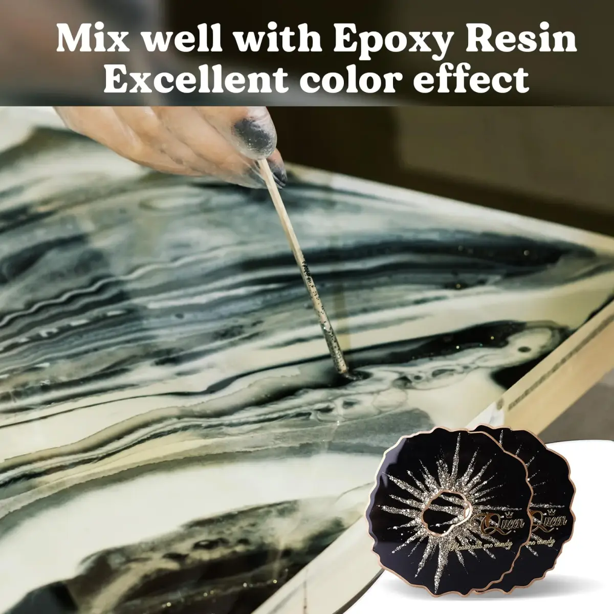 LET'S RESIN Black Epoxy Resin Pigment Paste 100ml (3.38 Fl Oz) | High Concentration Opaque Dye for Resin Art - view 5