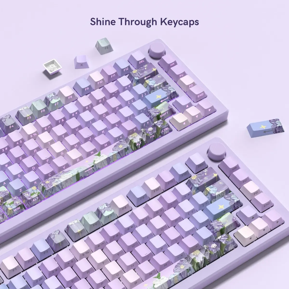 dagaladoo Purple Double Shot PBT Keycaps Set | 130 Keys Cherry Profile Shine Through - view 4