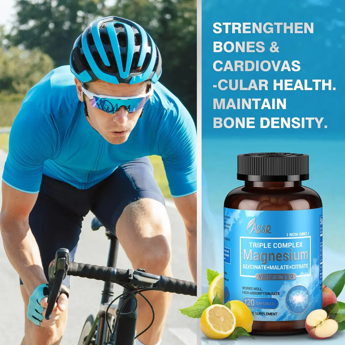 ASSR Triple Magnesium Complex 300mg | Supports Sleep, Energy & Relaxation, Vegan, Non-GMO, 120 Capsules - view 7
