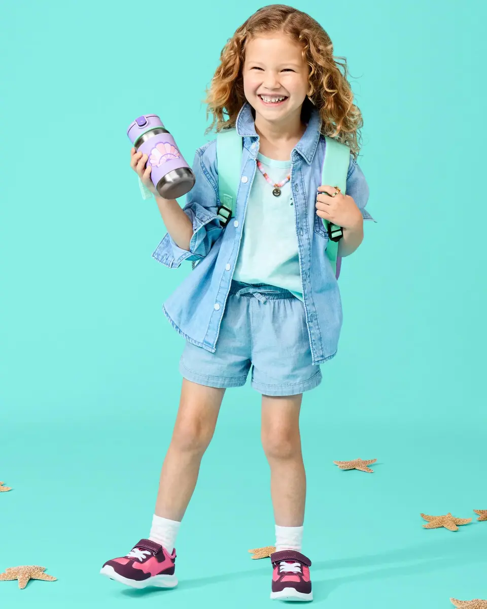 Skip Hop Zoo Seashell Stainless Steel Straw Bottle 350ml (12 oz) | Spill-Proof Toddler Cup with Grab Strap - view 2
