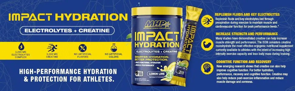 Maximum Human Performance Impact Hydration Electrolyte + Creatine Drink Mix, Lemon Lime | 15.6 Oz | Supports Hydration & Performance - view 4