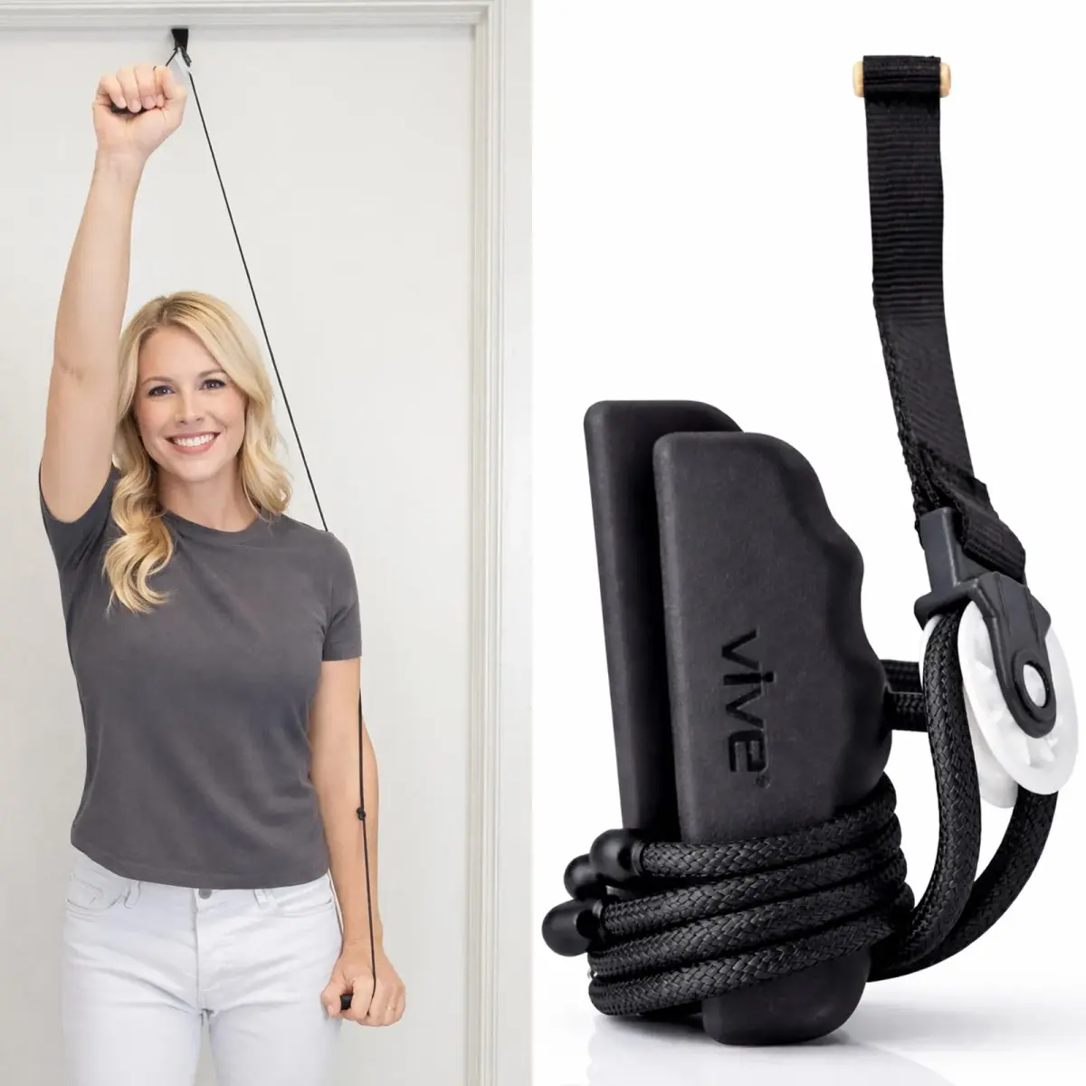 Vive Shoulder Pulley for Physical Therapy - Over the Door Pulley for Frozen Shoulder Rehab | 0.1 kg (0.22 lb) - main product image
