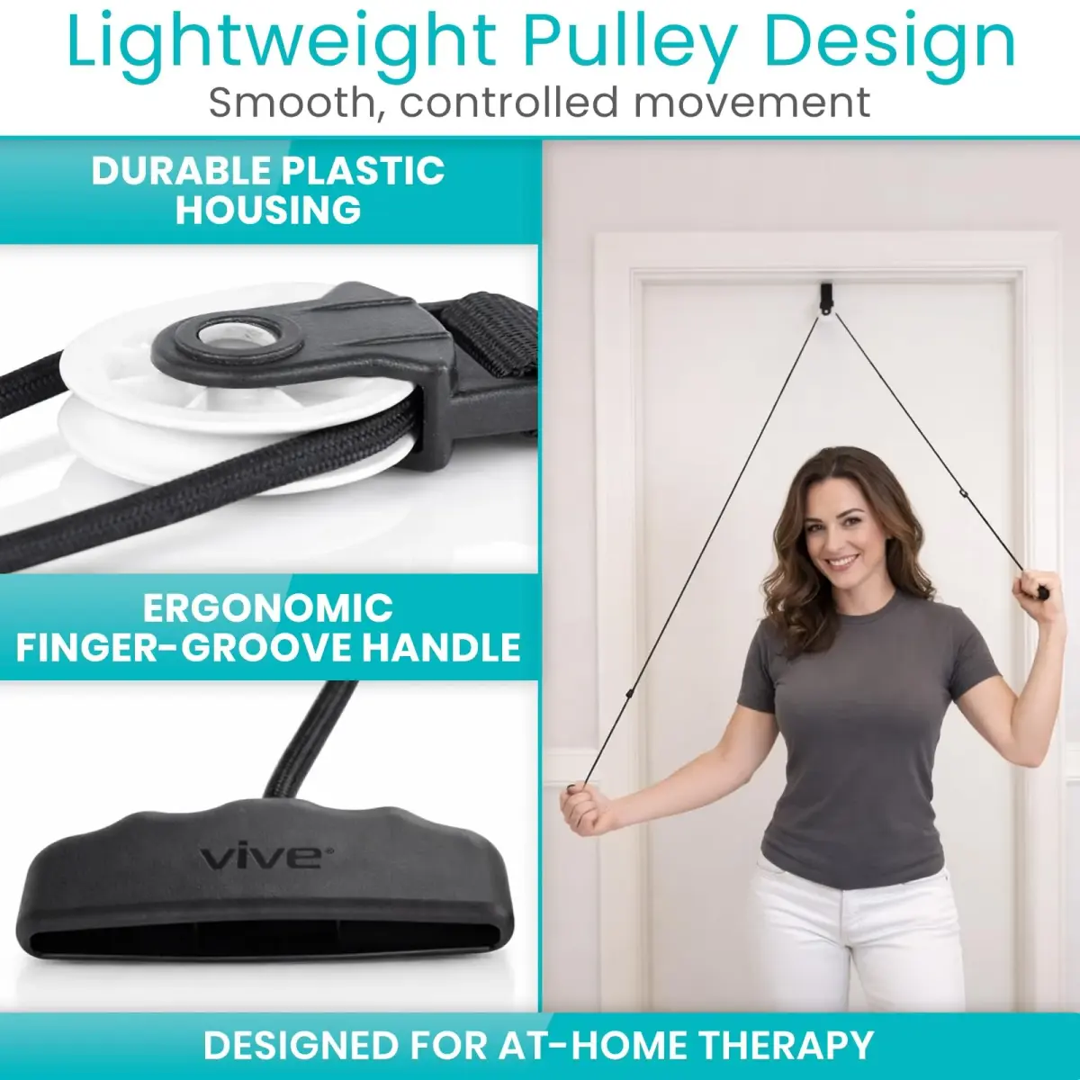 Vive Shoulder Pulley for Physical Therapy - Over the Door Pulley for Frozen Shoulder Rehab | 0.1 kg (0.22 lb) - view 4