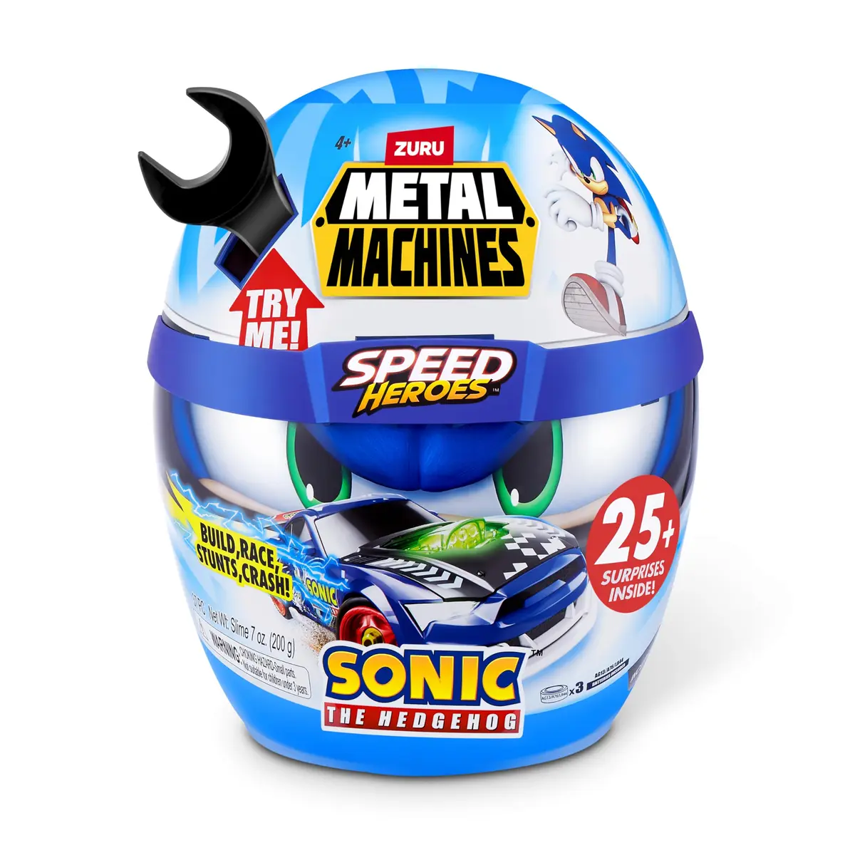 Zuru Metal Machines Speed Heroes Sonic The Hedgehog | Build & Race Custom Race Car with Lights & Sounds - main product image