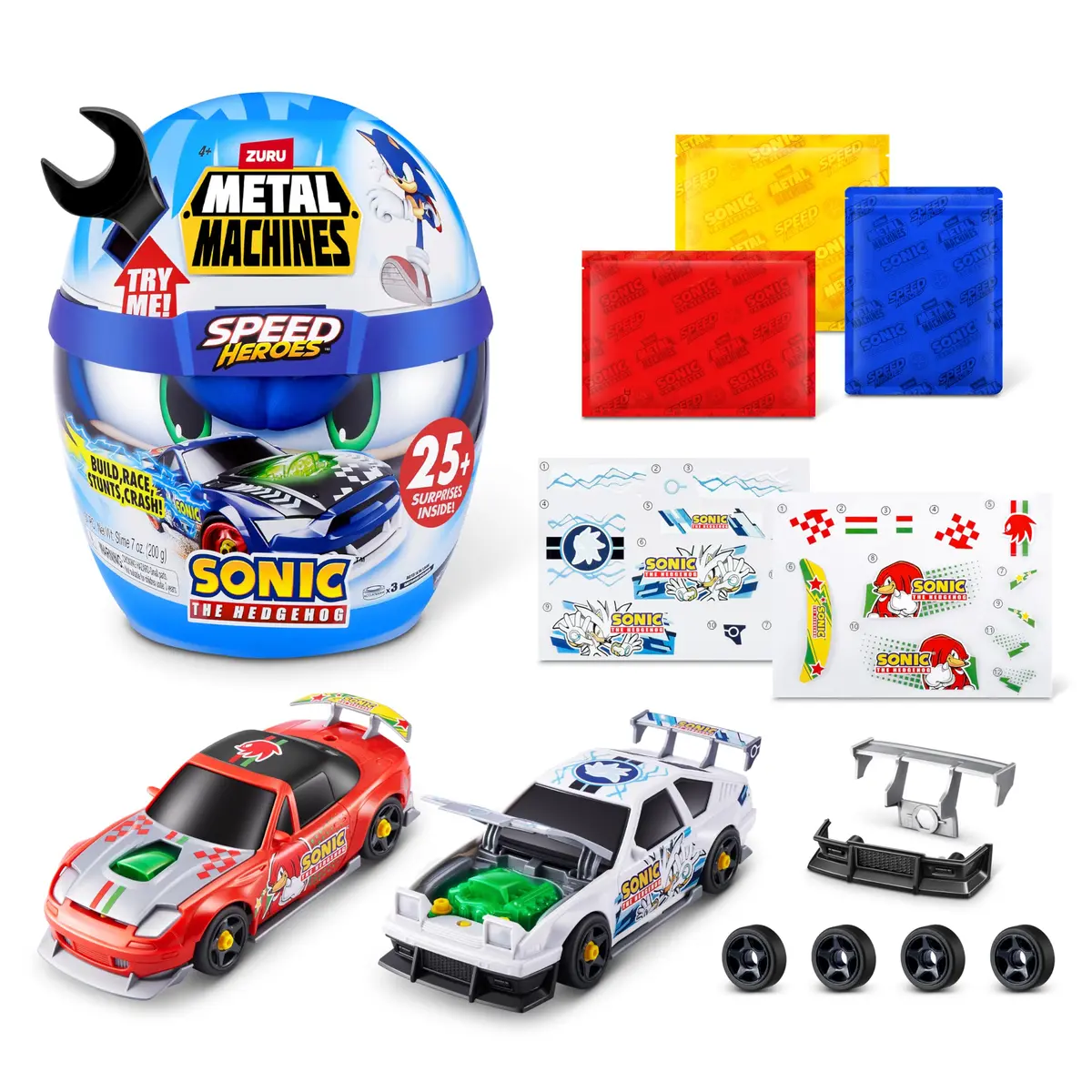 Zuru Metal Machines Speed Heroes Sonic The Hedgehog | Build & Race Custom Race Car with Lights & Sounds - view 2